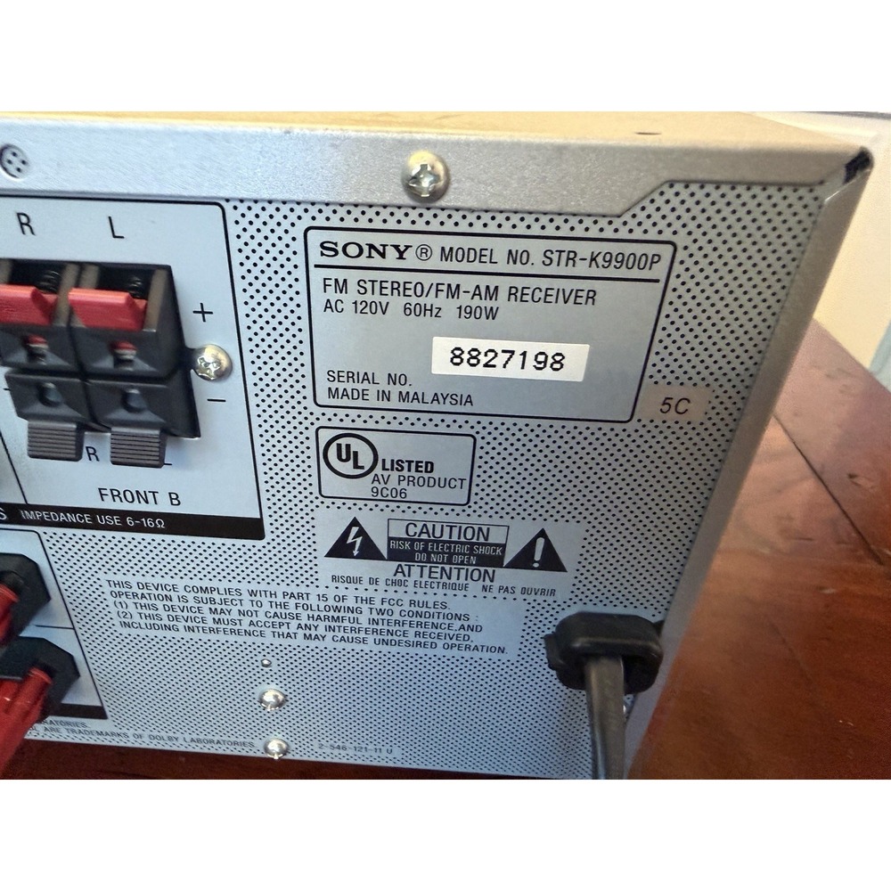 Sony STR-K9900P Home Theater Receiver Component Bundle w/ OEM Remote & Manual - Picture 5 of 7